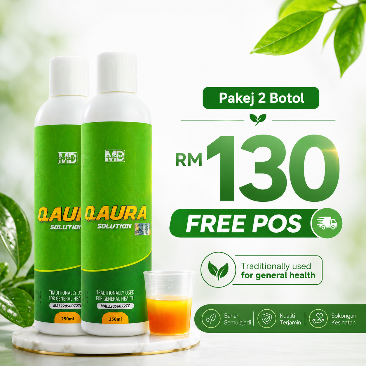 Poster Pakej 2 Botol Jus Qaura Solution RM130